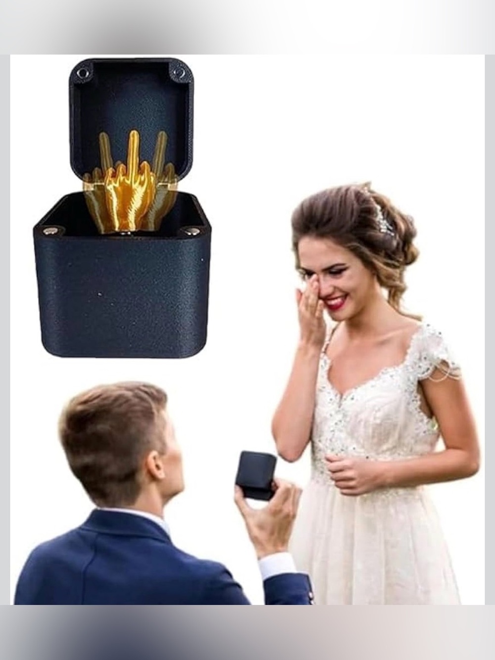 Marry Me! Just Kidding! Surprise Gag Gift Middle Finger in ring box. Brilliant!🤣